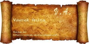 Vavrek Anita névjegykártya