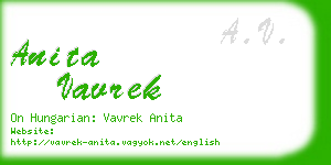 anita vavrek business card